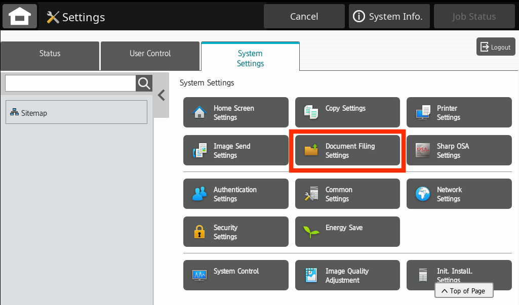 Document Filing Settings